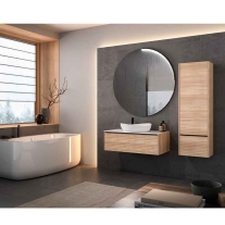  Mobilier suspendat Kolpasan, Orphia 140, canelat, cu blat din Kerrock, 2 sertare, acacia